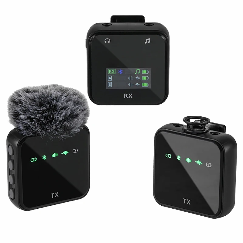 Microfono Lavalier Wireless 2 TX + 2 RX - Batteria 20h, Portata 200 Piedi, Riduzione Rumore AI, Per IPhone/Android