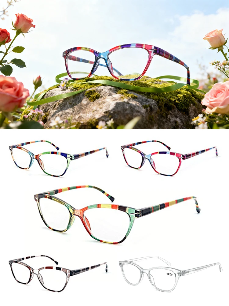 Chic Cat Eye Rivet Reading Glasses