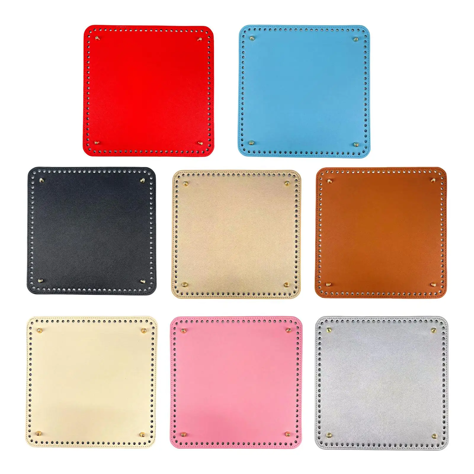 

Square PU Leather Bag Bottom with Holes Rivet Nail Bottom Base Shaper Bag Accessories Exquisite Design DIY for Knitting Crochet