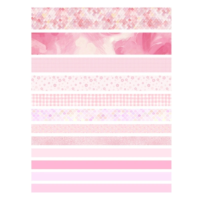 H05A 12Pcs Practical Washi Tape Adhesive Decorative Holiday Craft Stickers Colorful Tape for Art DIY Scrapbook Journal Album