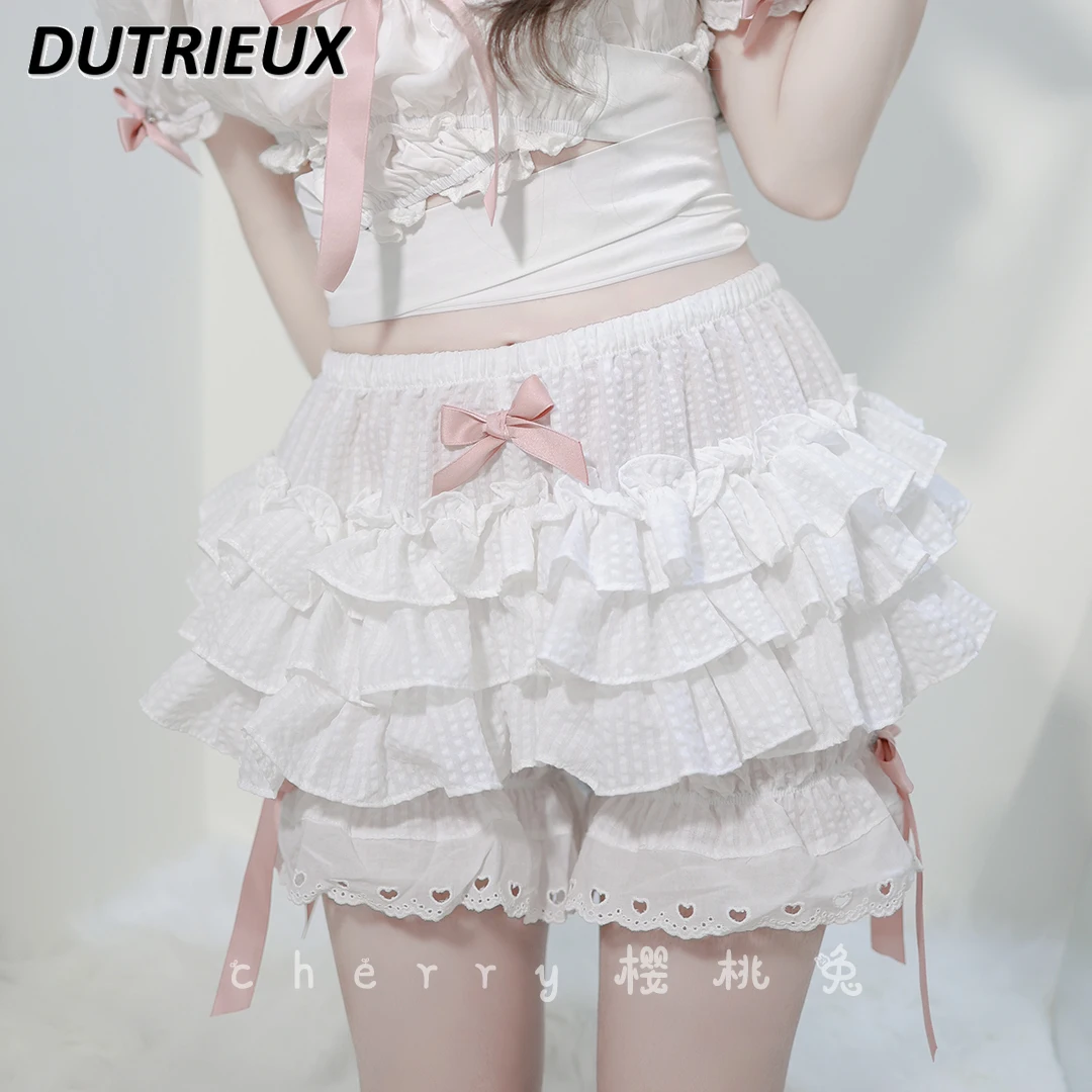 Sweet Cute Lolita Shorts Female  2023 New Summer Multi-Layer Pettiskirt Girl Short Pants Fashion Casual Shorts for Women