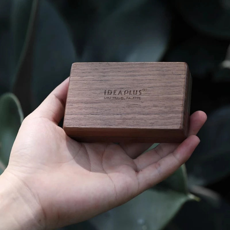 12Color Solid Watercolor Paint Portable Mini Walnut Magnetic Paint Box Travel Painting Sketching Watercolor Palette Art Supplies