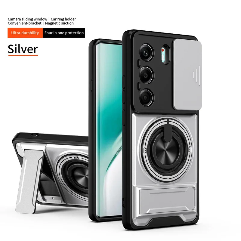 Enhanced 2-in-1 Ring Grip Magnetic Car Holder Case with Lens Protection