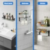 Glass Bathroom Shelf with Towel Bar 15.7in Bathroom Wall Shelves Rustproof Metal Bathroom Wall Organizer 2-Tier 6