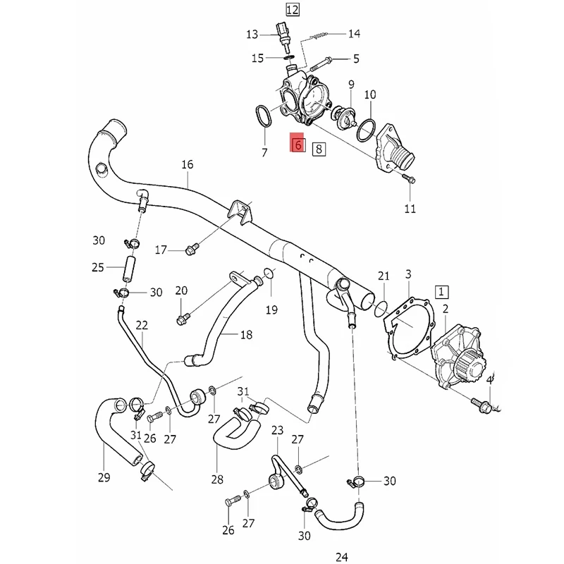 Car Engine Coolant Thermostat 31319606 for Volvo S40 S60 XC70 C70 V50 C30 XC60 Cooling System Auto Parts
