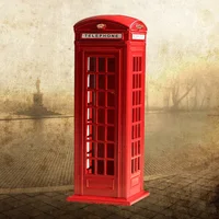 15cm Decoration London Telephone Booth Money Box Mailbox Ornament Piggy Bank Metal Crafts Decoration 1