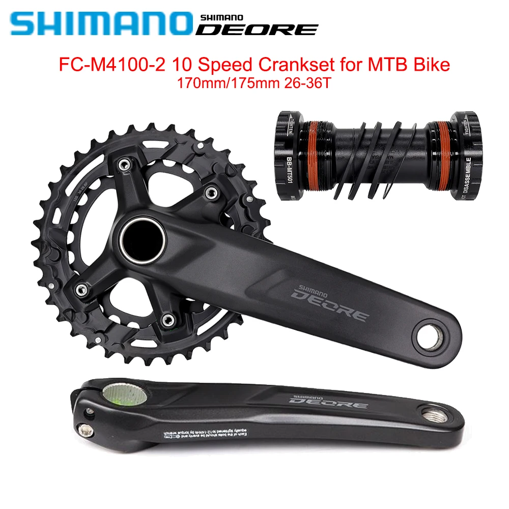

SHIMANO Deore M4100 Crankset for MTB Bike FC-M4100-2 170mm/175mm 26-36T MT501 BB52 Bottom 2X10 Speed Kit Original Bicycle Parts