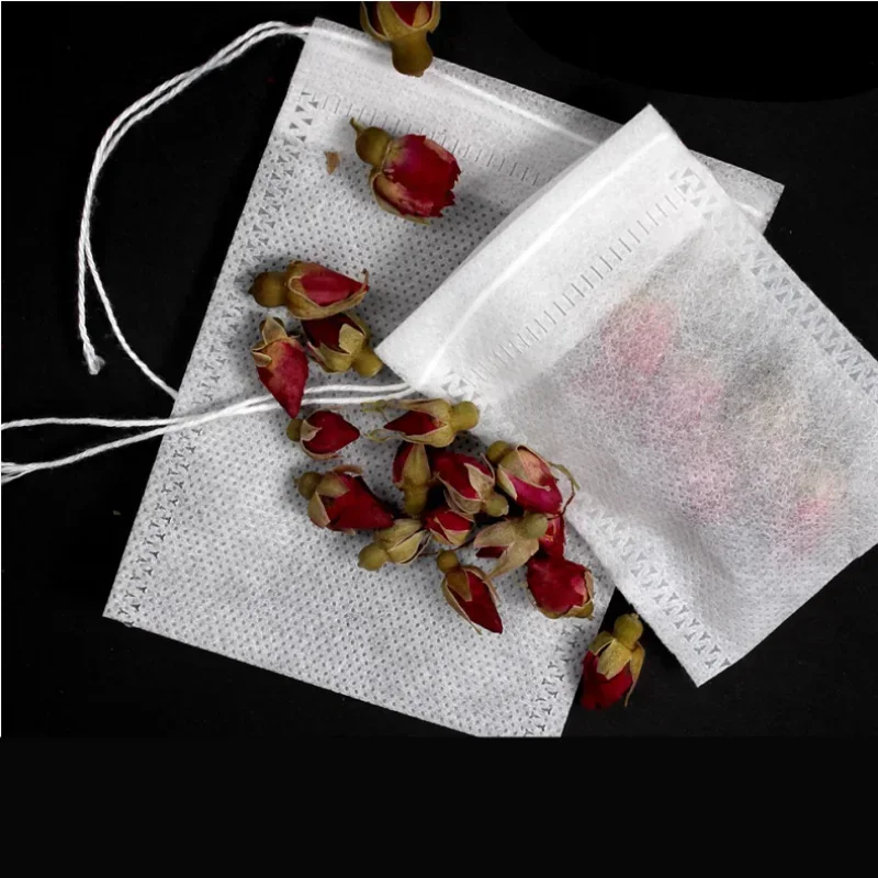 100 Pcs Disposable Tea Bags Filter Bags Tea Infuser String Heal Seal Food Grade Non-woven Fabric