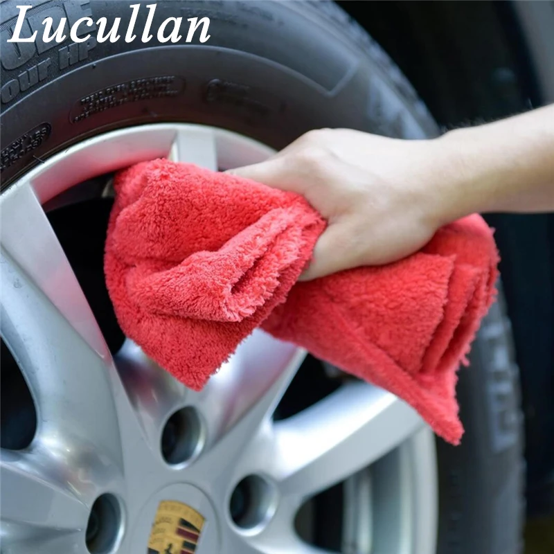 Lucullan 브랜드 슈퍼 영광 Edgeless 플러시 마이크로 화이버 타월 40x40cm 500GSM 천 연마 버핑 마감 세차