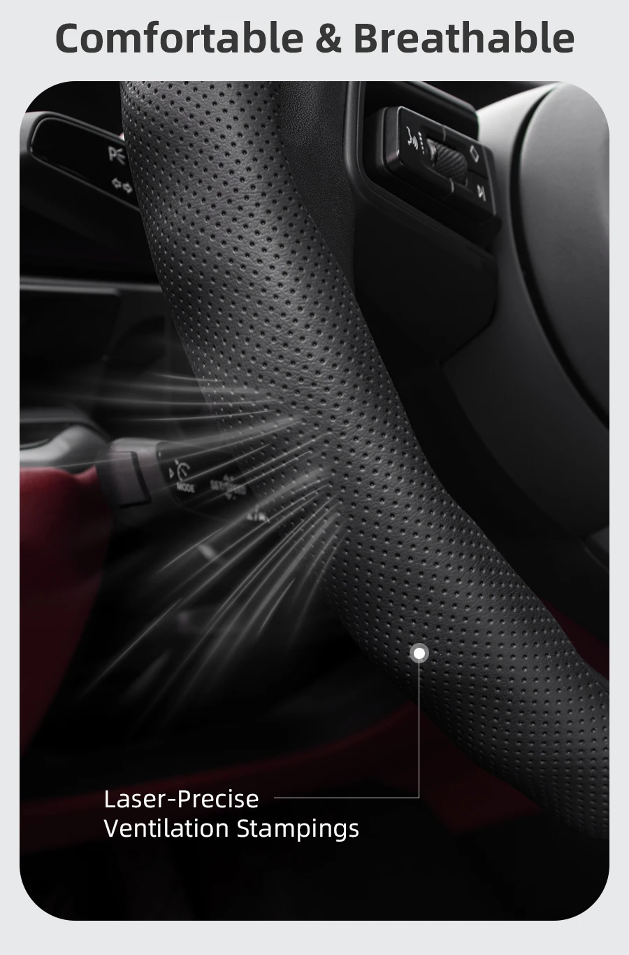 Geeignet für Subaru Lenkradbezug mit gewelltem Sportdesign, atmungsaktivem Leder, segmentiert, rutschfest, schweißabsorbierend, Forester Outback Impreza Wrx Xv Crosstrek Legacy Tribeca Brz Baja – Detail 8