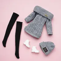 1 ensemble 1/6 poupée vêtements décontractés chaussures chapeaux vêtements d'hiver pulls pantalons fille poupée portant un ensemble pour 29 ~ 32 cm poupée vêtements accessoires 6