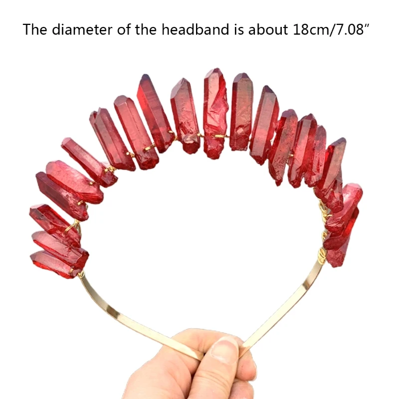 for Raw Crystal Natural for Rhinestone Stone Alloy Headband Moon Party Gift Witchcraft Accessories Hair Accessorie