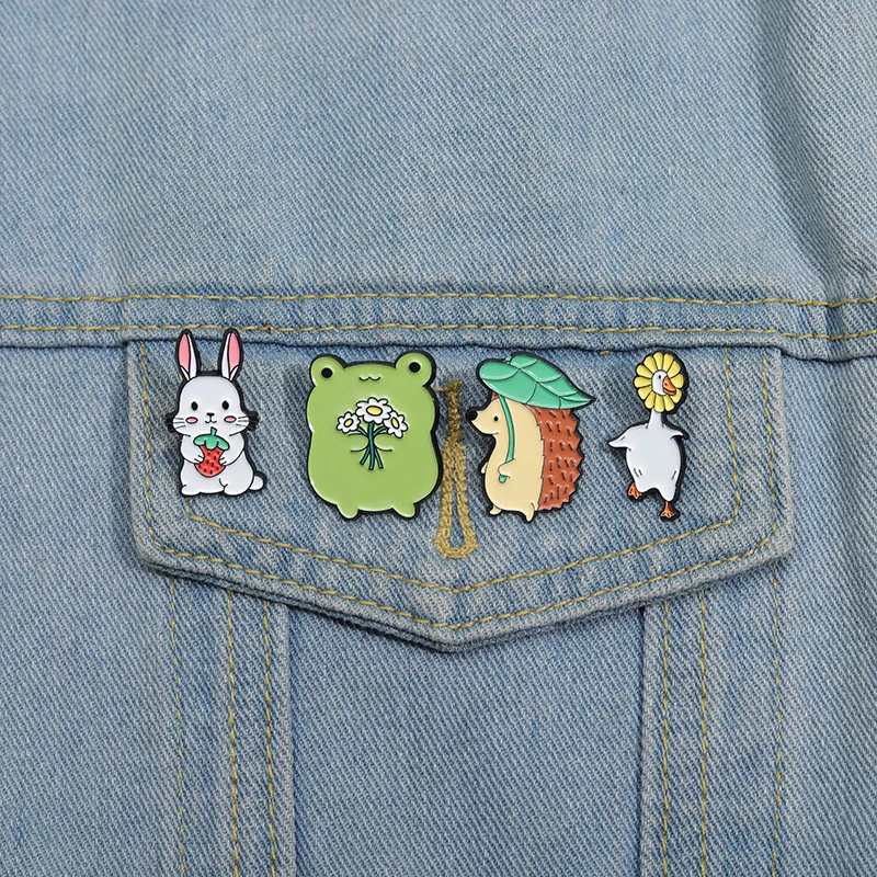 Niedliche Tiere Emaille Pins Metall Broschen Frosch Igel Kaninchen Gans Mode Revers Abzeichen Rucksack Kleidung Schmuck Geschenk für Freunde – Detail 8