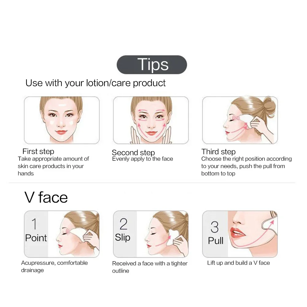 Natural Jade Gua Sha Scraper Board Massage Rose Quartz Jade Guasha Stone Face Massage Neck Skin Lifting Wrinkle Remover Tool
