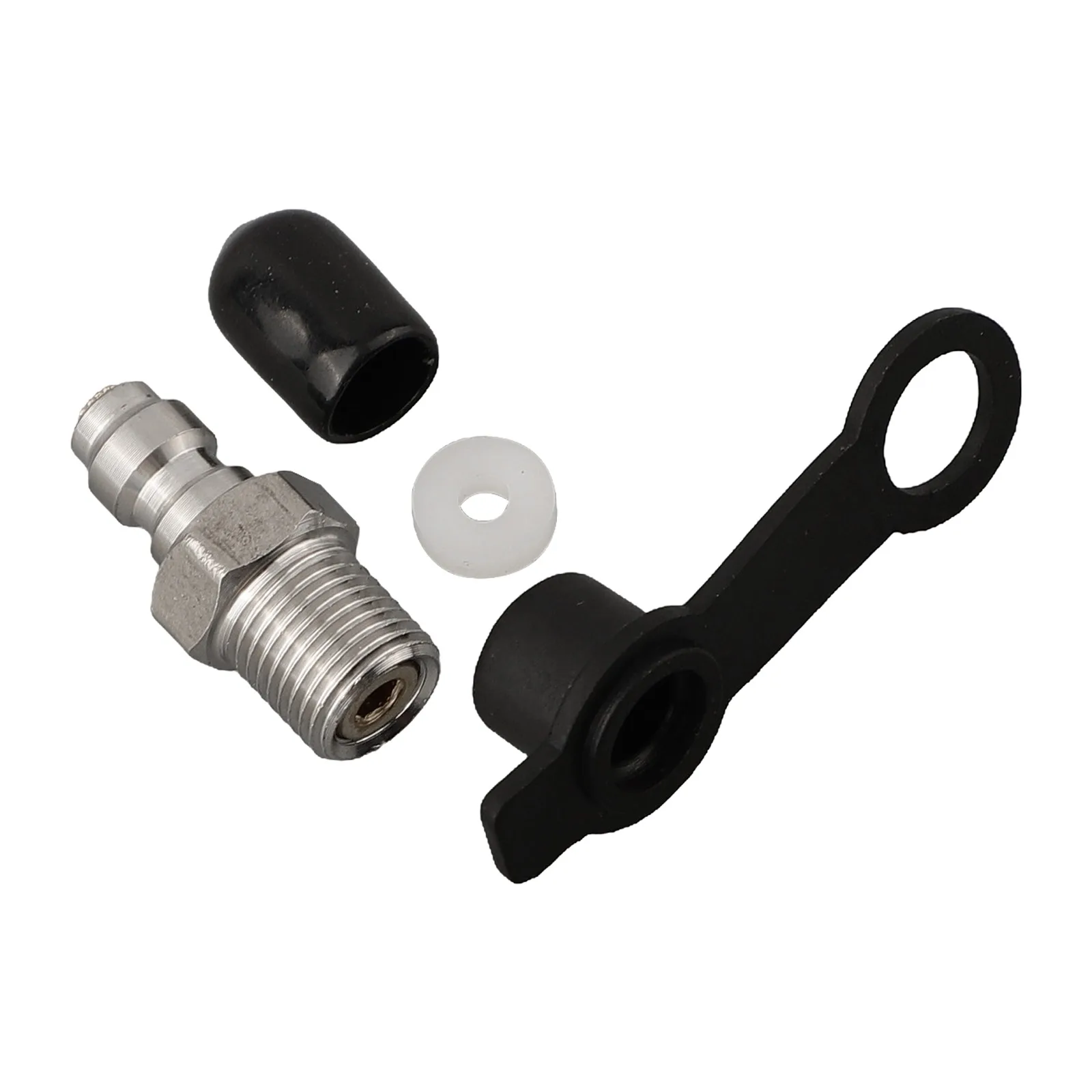 Stainless Steel Pneumatic Quick Coupler Kit For 8mm Hose With M10x1 Male Adapter And Dust Cap Silver+Black