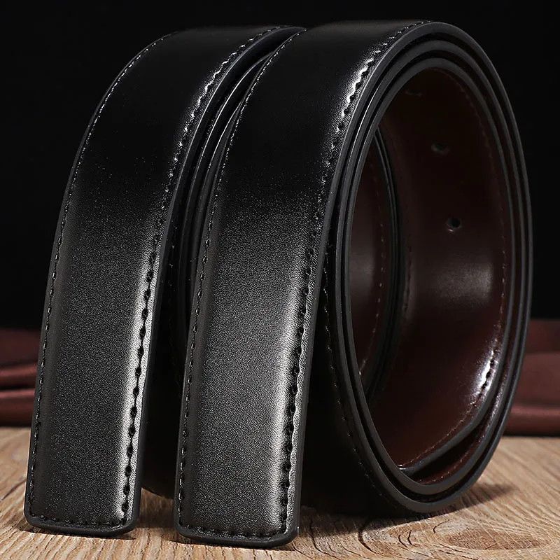 Adjustable Multi Size Pin Buckle Belt Brown Black Double Sided No Belt Loop Fashion Accessory