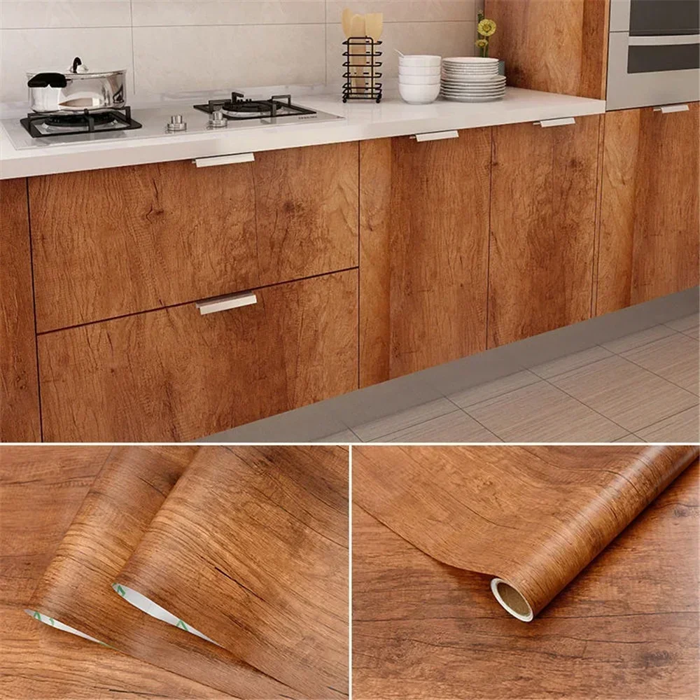 

Wood Grain PVC Stickers for Wardrobe Cupboard Table Furniture Waterproof Self Adhesive Removable Wallpaper Home Decor Film.