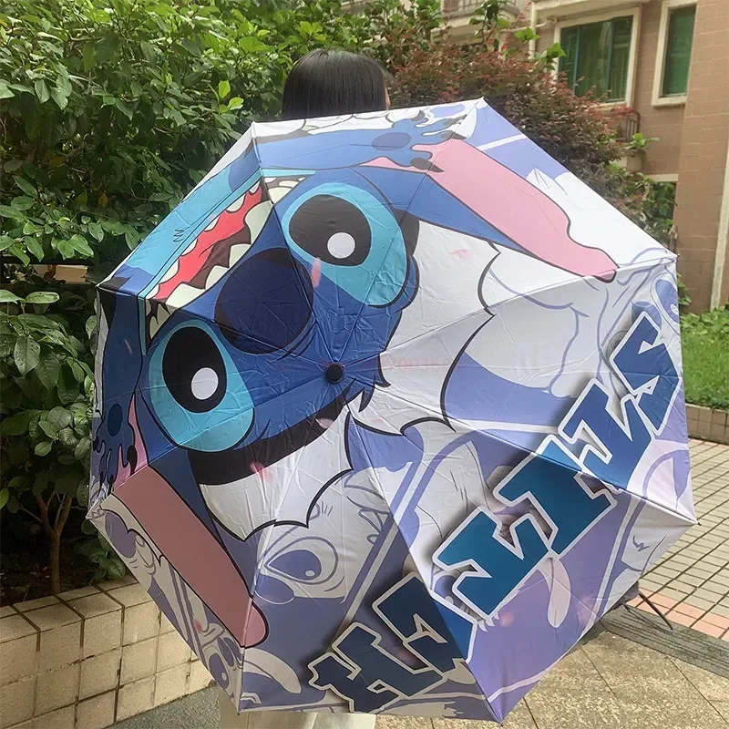 

Мультяшный Зонт Disney Lilo & Stitch Kawaii Sunumbrella с защитой от ультрафиолета 3 Складные фотообои для женщин и детей