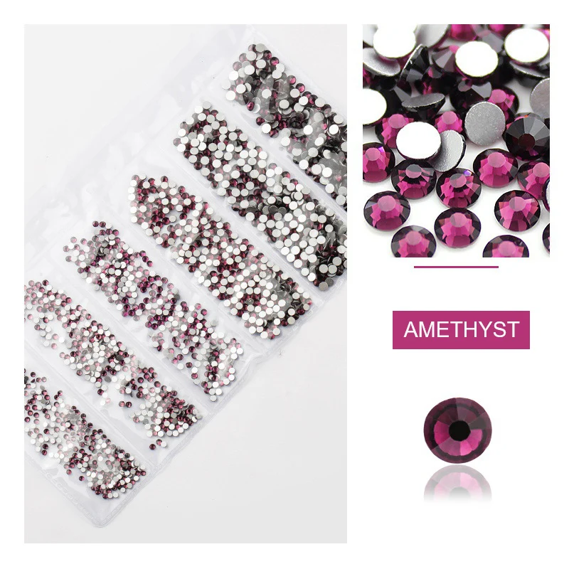 

Nail Charms SS4-SS12 1728pcs Amethyst Silver 3D Non HotFix FlatBack Nail Art Rhinestones Decoration Shoes And Dancing Decoration