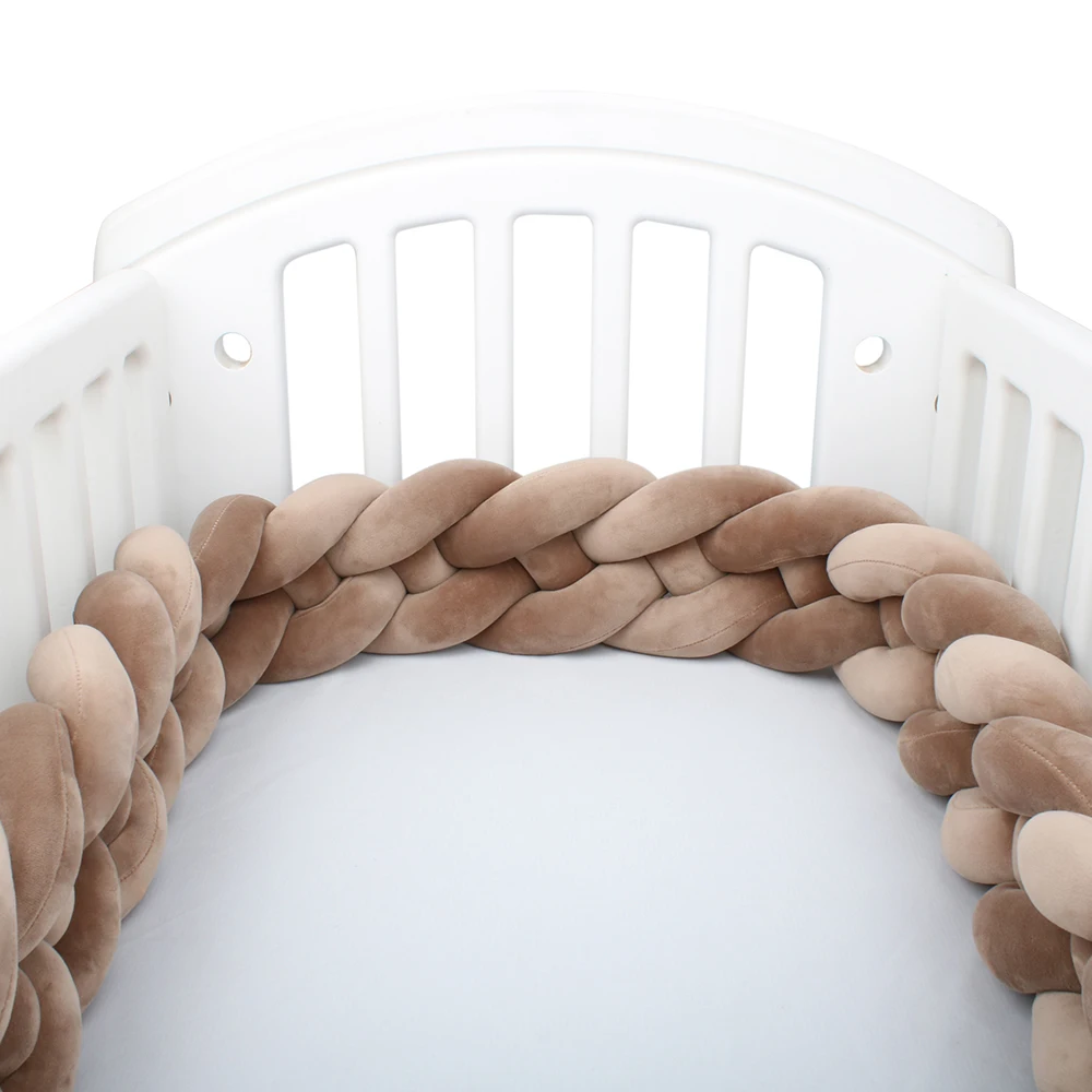 4 Strands Knotted 2.2M/3M/3.6M Baby Bed Bumper Braided Crib Bumper Cotton Knot Pillow Crib Protector Baby Decoration Room