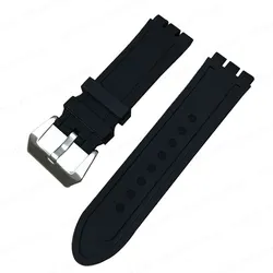 Durable 23mm Waterproof Silicone Rubber Watch Strap with Convex Interface - 23mm (Black Silver)