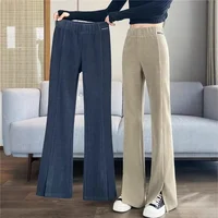 Women's Corduroy Flared Pants Spring Autumn Winter New Style Split Casual Light Fleece/Lightweight Fashionable Trousers