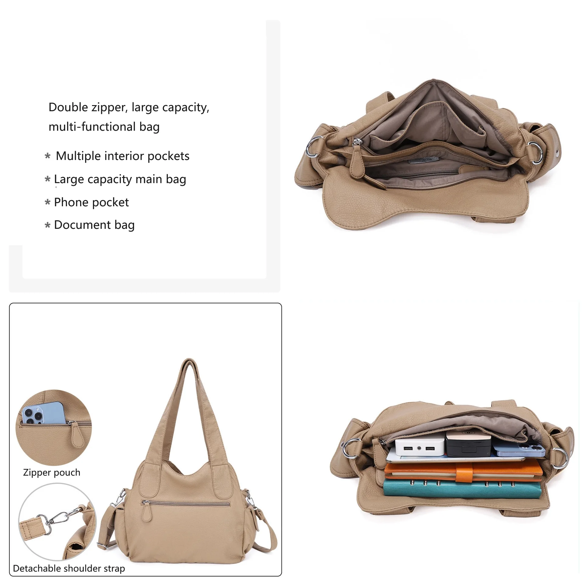 Angelkiss torebki damskie torebki duże torba na ramię z PU Satchel Top-uchwyt torebki farbowanie kluski opakowanie multi-kieszenie Crossbody torba