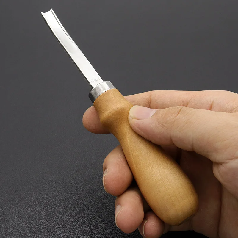 Leather Thin Wide Shovel leather skiving knife leather cutting knife leather tool leather working tools leather cutting tool craft cutting tool craft cutting blade DIY Manual Drum Section Peeling Edge Processing Tool Solid Wood Handle Sharp Blade