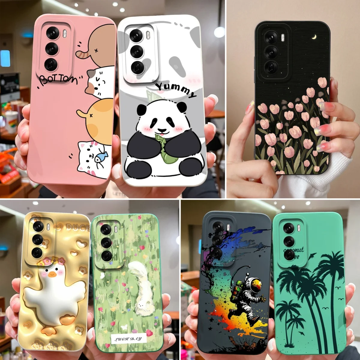 Tulips Cute Cat Soft Silicone Phone Case with Camera Protector