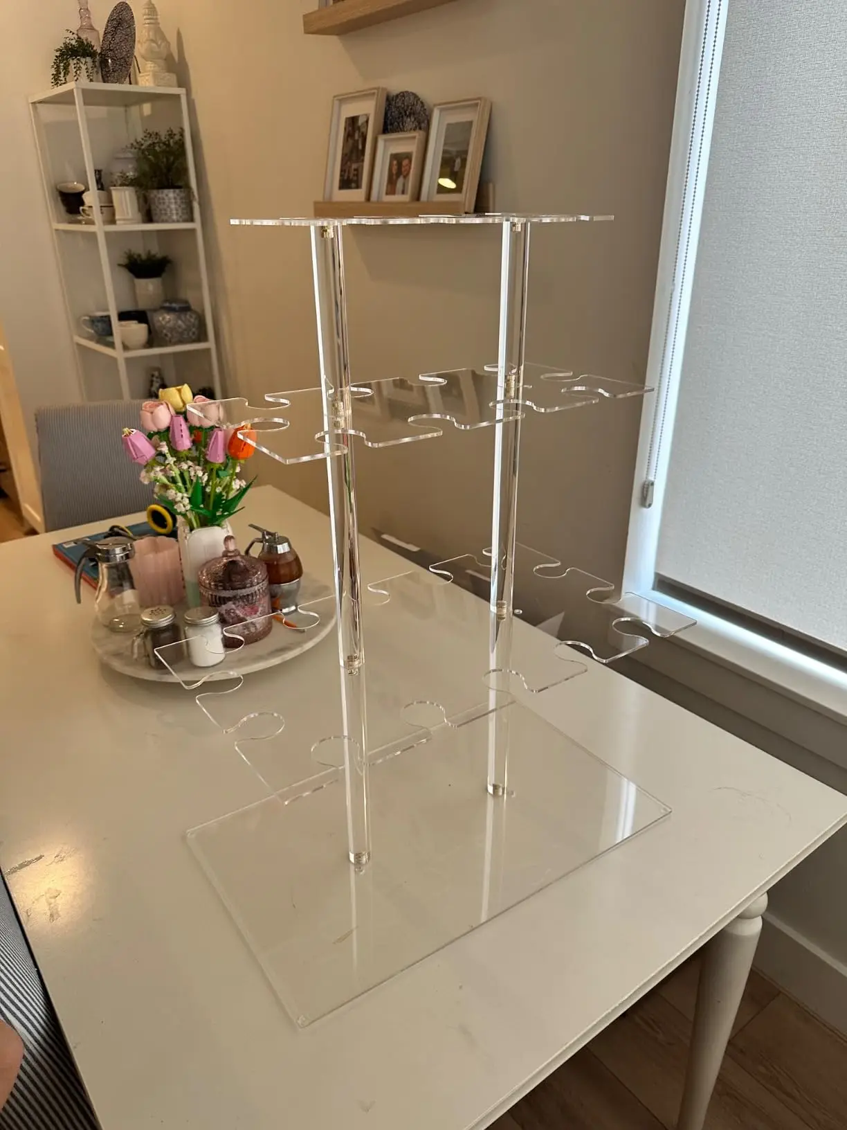 Acrylic Champagne Tower Stand with 32 Slots, 4 Tier Clear Cocktail Glass Tree Stand for Wedding, Champagne Flute Display Holder for Bridal Shower, Baby Shower, Birthday, New Year Party 2