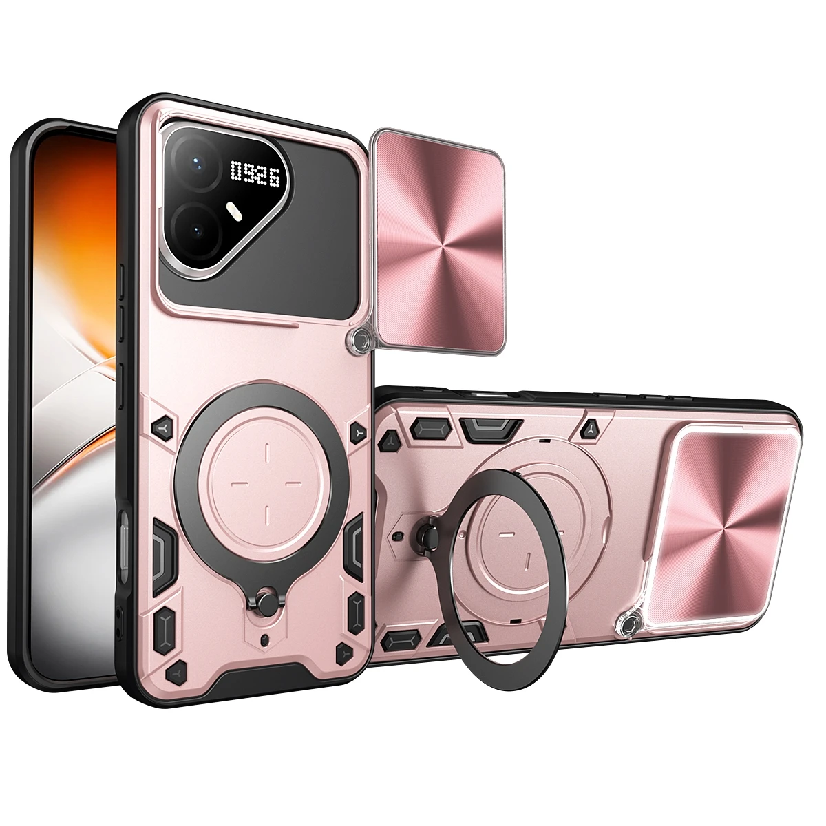 Slim Shockproof Kickstand Phone Case with Lens Protector