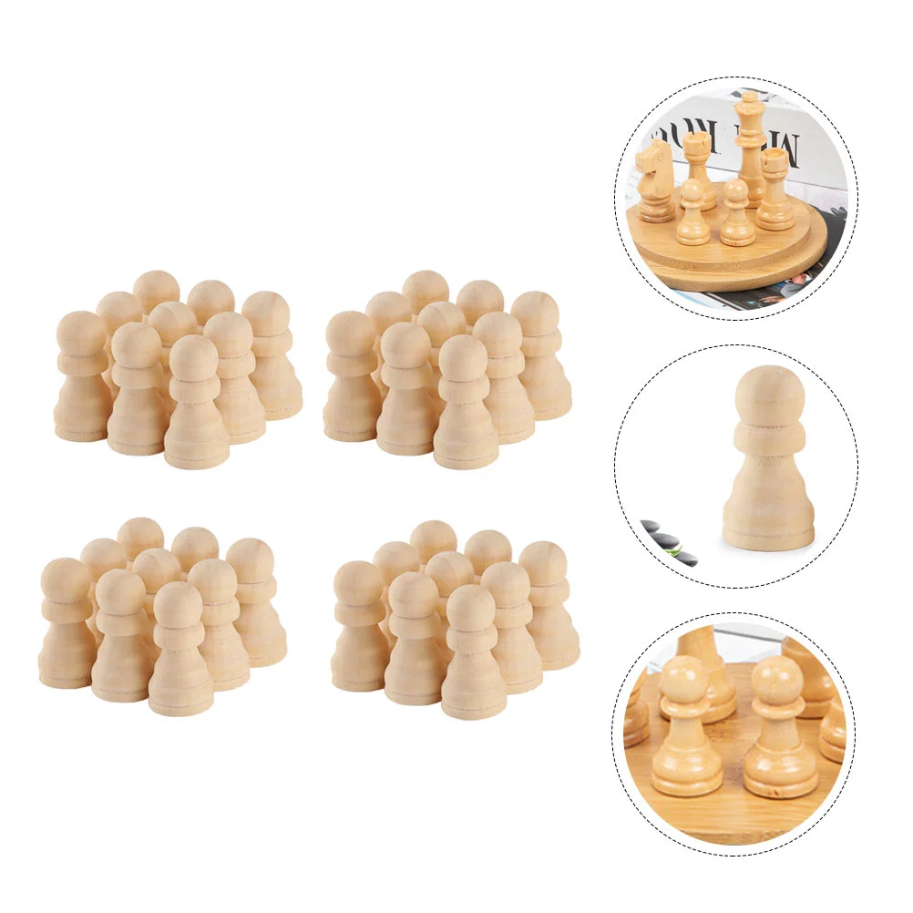 

50 Pcs Wooden Chess Pieces for Painting Crafts Toy DIY Desktop Puzzle International Graffiti Puppet Peg Dolls Unfinished