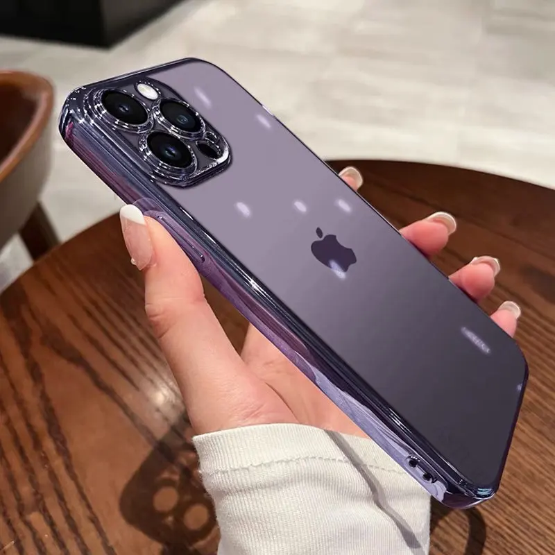 

AST Square Transparent Plating Phone Case For iPhone 13 14 11 12 Pro XS Max Mini X XR 7 8 Plus SE 2020 2022 TPU Soft Cover