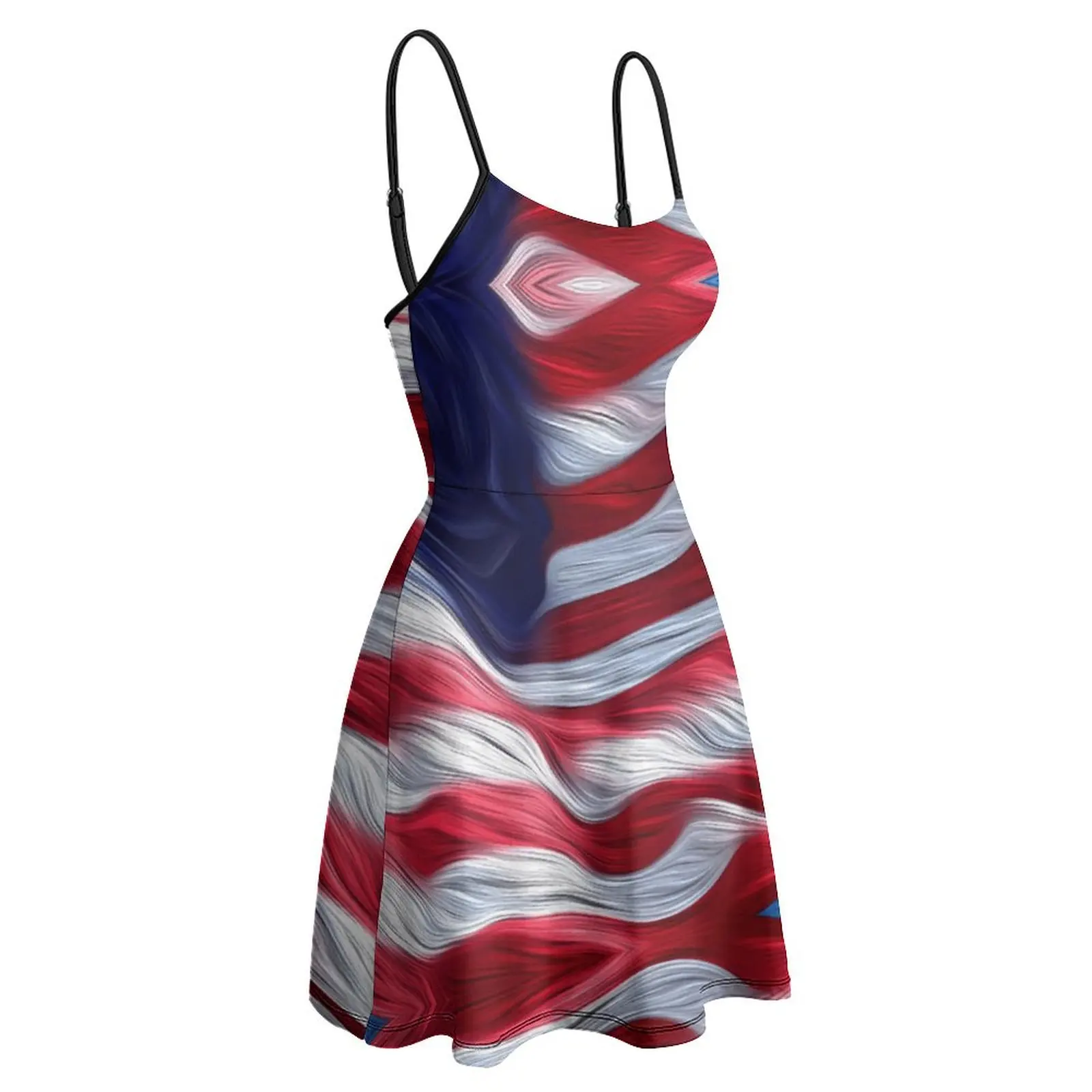 

US Flag Oil Paint Effect. Casual Graphic Sexy Woman's Gown Women's Sling Dress Funny Novelty Parties Dresses