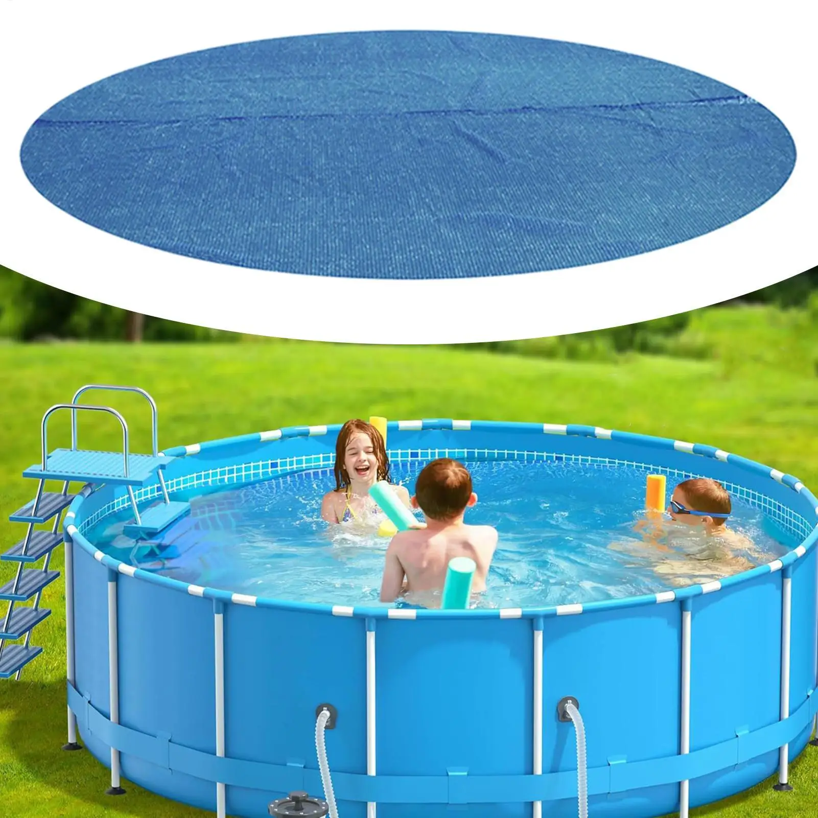 Solar Pool Cover 8 FT Round Solar Blanket Circle Floating Thermal Insulation Pool Bubble Covers for Swimming Pools
