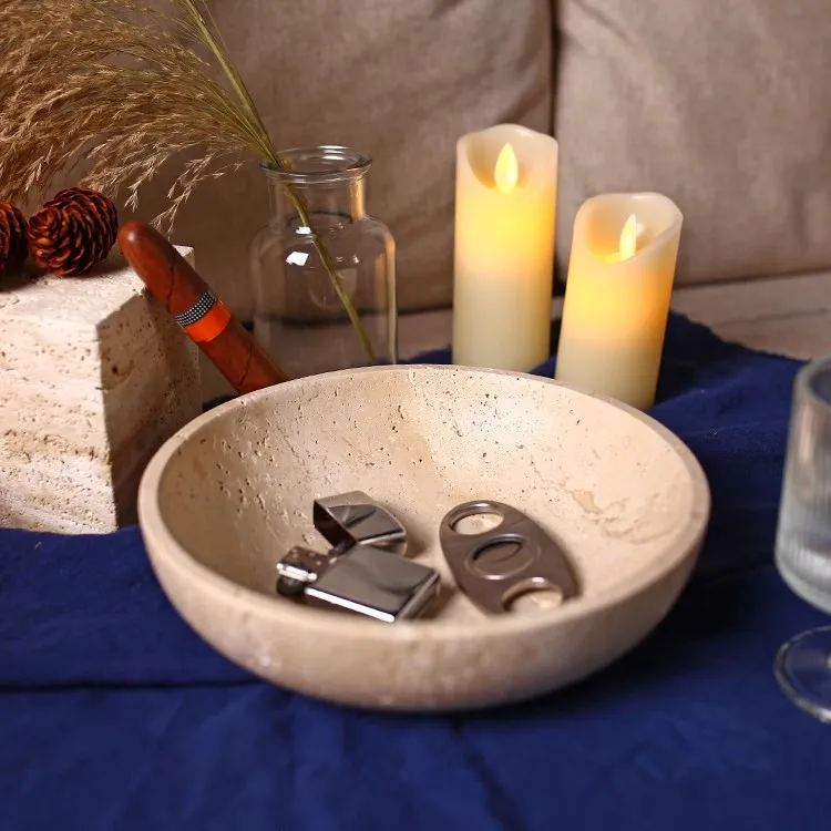 Light Luxury And Retro Natural Marble Home Living Room Groggery Fruit Snack Storage Bowl Jewelry And Jewelry A Mini Ornament 4