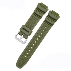 Durable Black Silicone Pin Buckle Watch Strap - Rubber Wrist Band Bracelet - 18mm (Army Green S)
