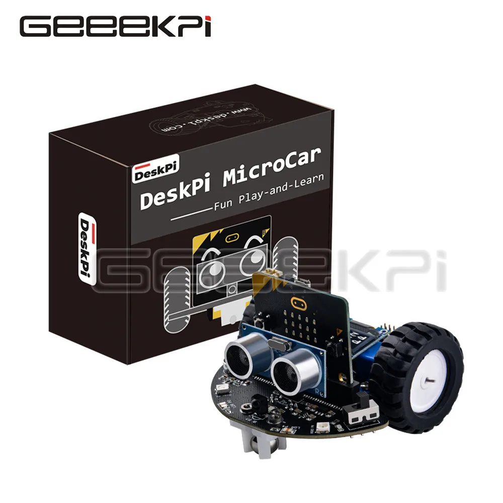 Deskpi Microcar Auto Programmabile Progettata Per Microbit 0.96 "Sensori Di Visualizzazione Oled Telecomando Di Programmazione Ad Ultrasuoni