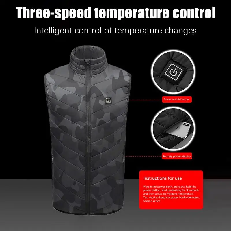 Heated Vest Women USB Charging Smart Heating Electric Heated Vest Washable Waterproof Warmth Supplies with Battery Pack Included