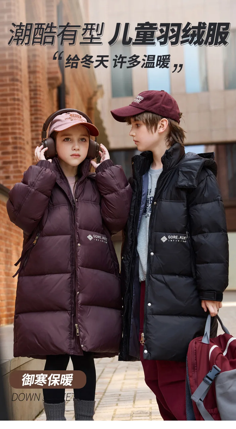 OLEKID 2025 Winter Kinder Daunenjacke Mit Kapuze Dicke Warme Lange Teenager Daunenjacke Mantel 6-14 Jahre Kinder Parka Oberbekleidung Outfit – Detail 1
