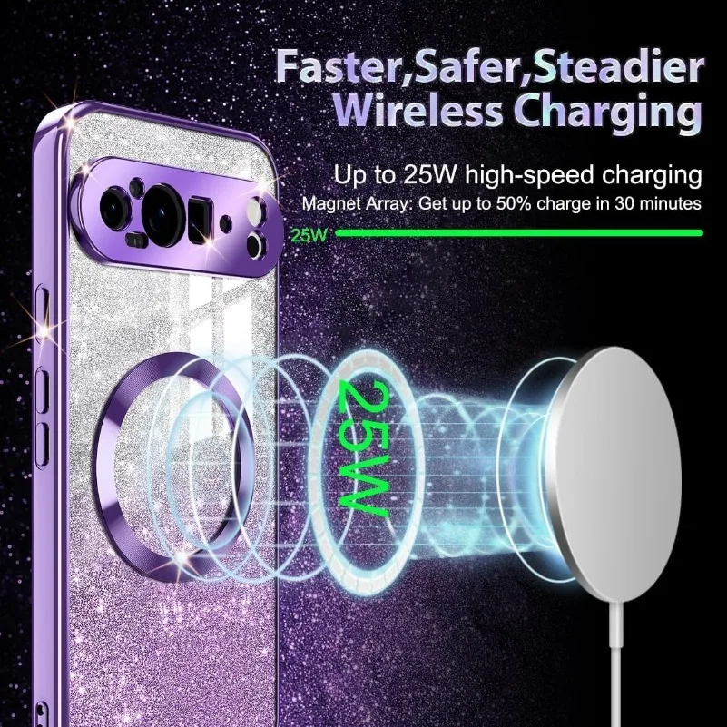 Luxury Gradient Glitter Electroplate Phone Case with MagSafe Compatibility