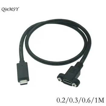 USB C 타입 3.1 수-암 연장 케이블, 패널 장착 나사 구멍 간격 17mm, 기계 설치용, 0.2M