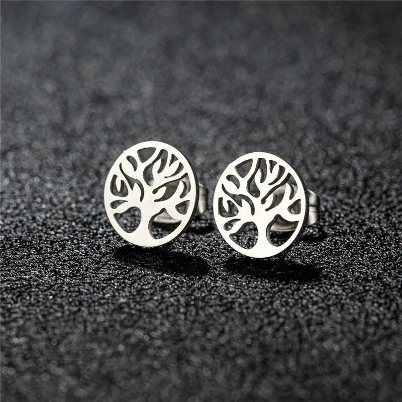 Vintage Baum des Lebens Edelstahl-Ohrringe für Damen und Herren Nordische Mythologie Schmuck Liebe Frieden Ohrstecker Piercing Geschenk – Detail 19