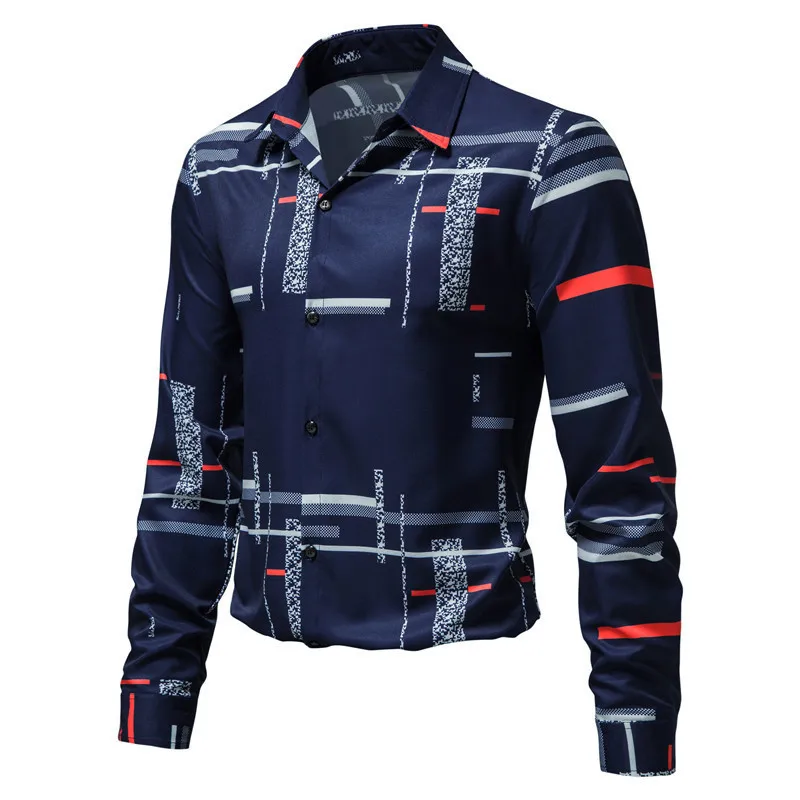 

CFCW-C210 The New Men's Clothing Iron-free Plus Size Business Bottoming Long Sleeve Digital Printing Shirt