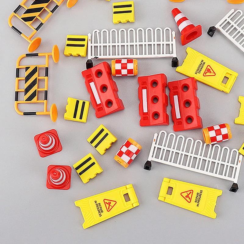 Road Infrastructure Parking Sand Table Scene Layout Materials Diorama Kits Mini Simulation Traffic Obstacles Model Props 15PCS