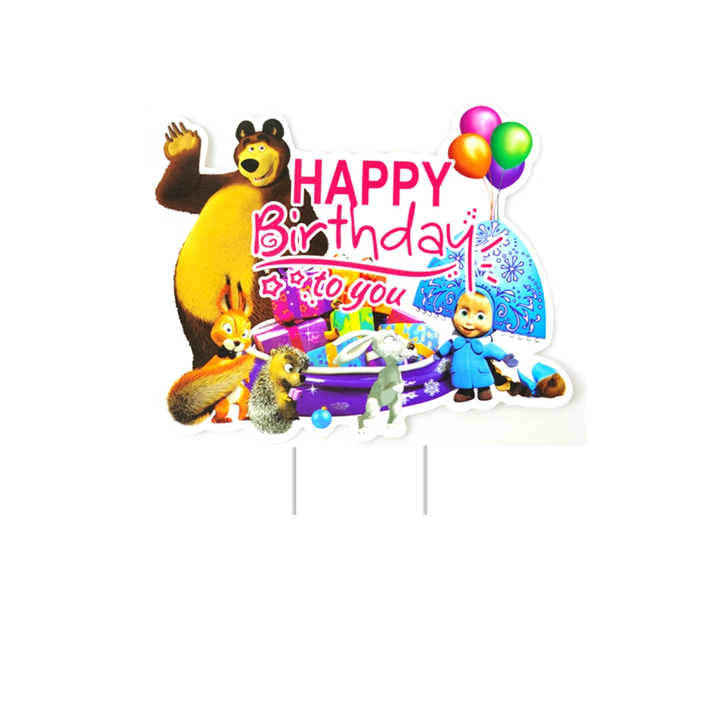 

1pcs/lot Bear Theme Cake Decoration Cake Card Topper Kids Boys Birthday Party Supplies Baby Shower Cupcake Picks