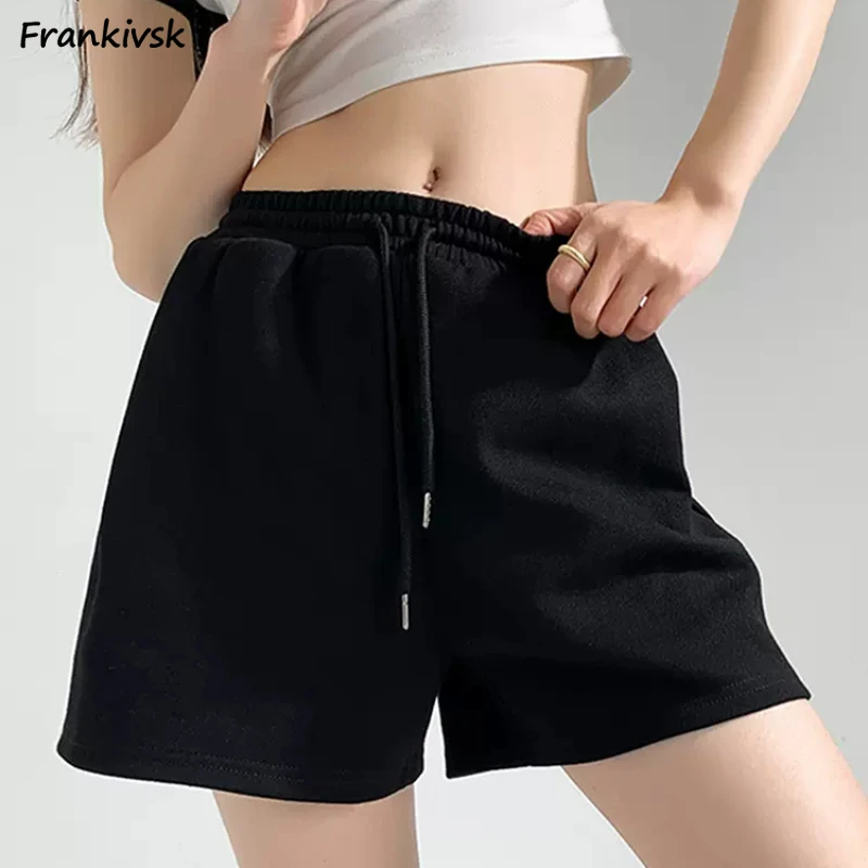 

Casual Shorts Women Summer Bodybuilding Loose Elastic Waist All-match Comfortable Trendy Simple Solid Breathable Students Sporty