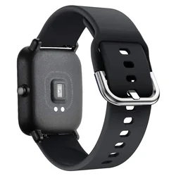 Universal 20mm/22mm Silicone Smartwatch Band Replacement Strap for 22mm watch band (Black S 01)