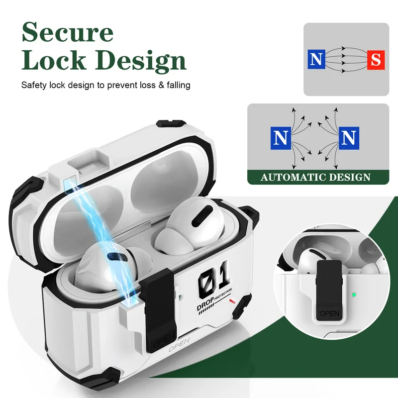 Magnetic Flip-Open Full Body Shockproof AirPods Case with Lock