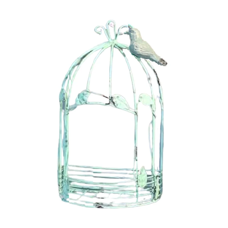

Vintage Country Wall Hanging Wire Iron Half Bird Cage Flower Pot Garden Decoration Retro Birdcage Storage Rack Pot